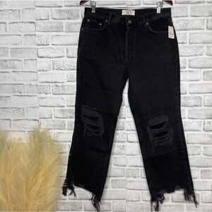 We The Free Black Distressed straight leg Jeans size 30 NWT